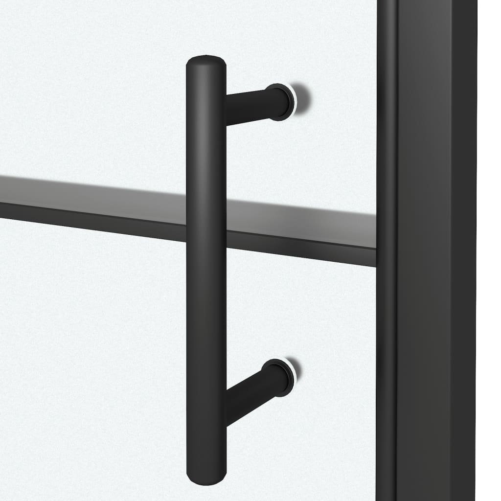 Parete Doccia 100x178 cm Vetro Temperato Semi Smerigliato Nero