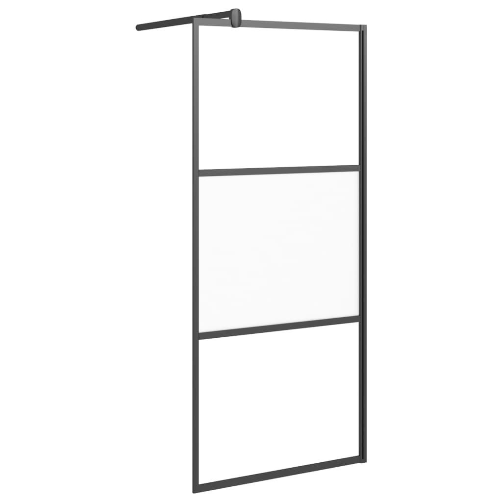 Parete Doccia Walk in 90x195 cm Vetro Semi Smerigliato ESG Nero - homemem39