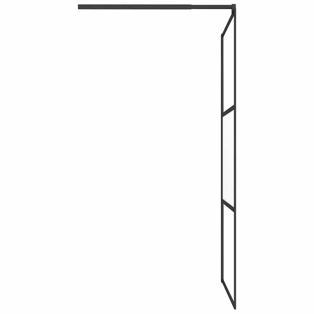 Parete Doccia Walk in 100x195cm Vetro Semi Smerigliato ESG Nero | homemem39
