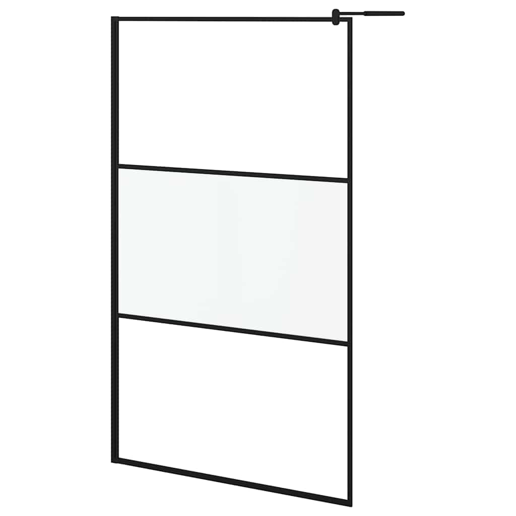 Parete Doccia Walk in 115x195cm Vetro Semi Smerigliato ESG Nero | homemem39
