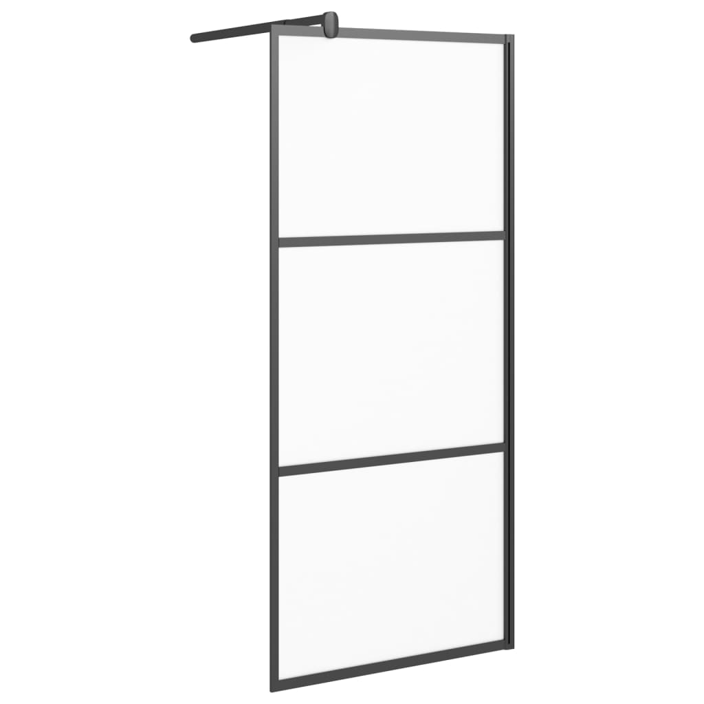 Parete Doccia Walk in 90x195 cm in Vetro Smerigliato ESG Nero - homemem39