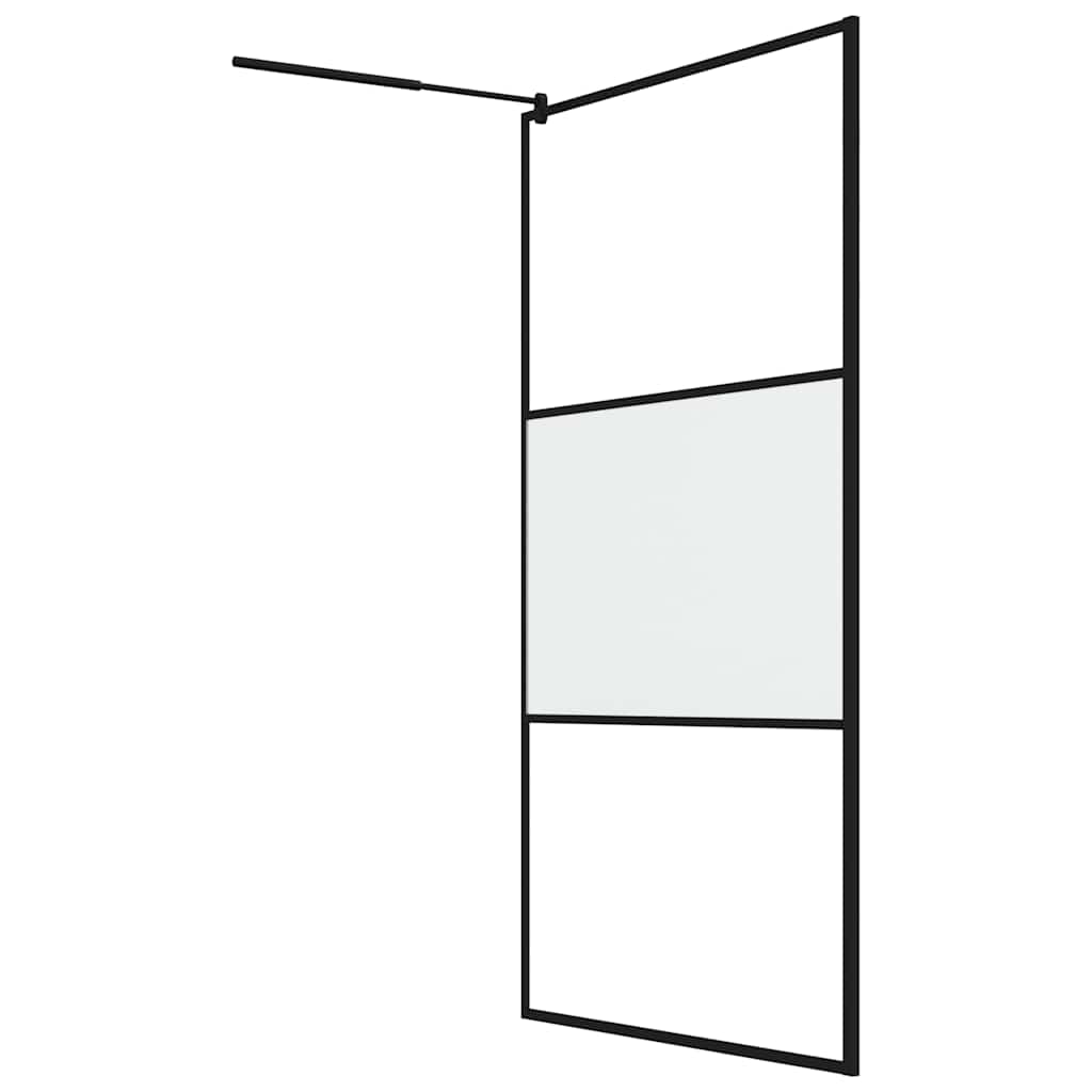 Parete Doccia Walk in 115x195 cm in Vetro Smerigliato ESG Nero | homemem39