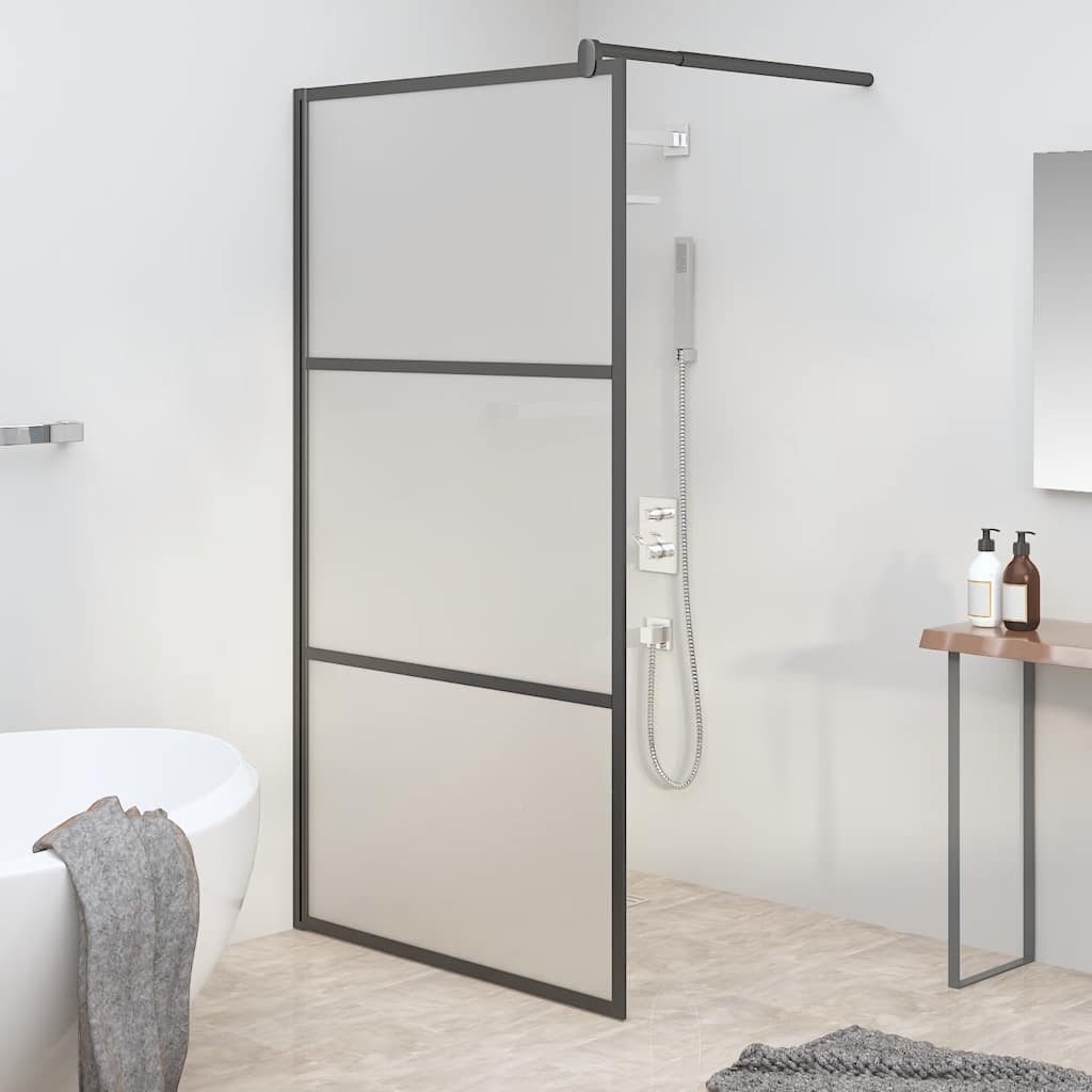 Parete Doccia Walk in 115x195 cm in Vetro Smerigliato ESG Nero | homemem39