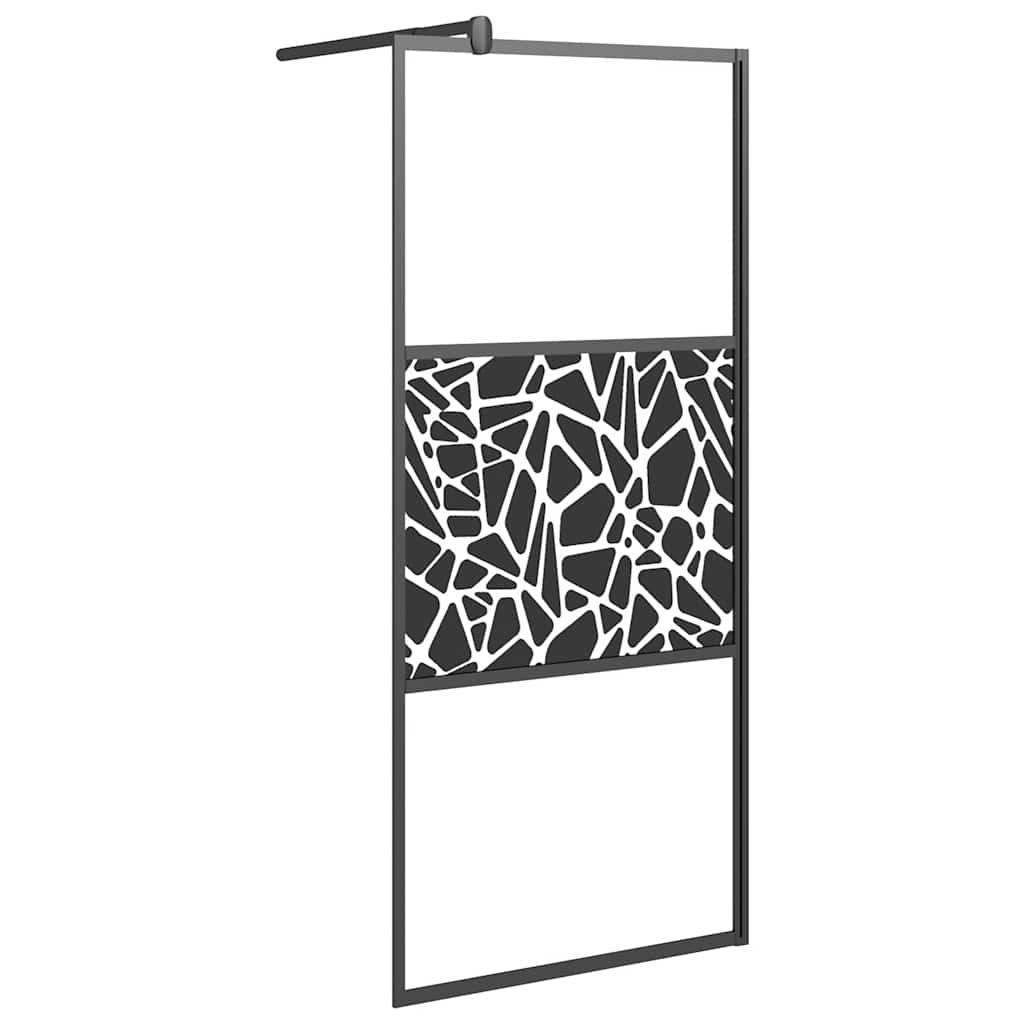 Parete Doccia Walk in 90x195cm Vetro ESG con Design Pietre Nero | homemem39