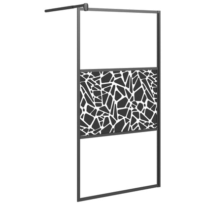 Parete Doccia Walk in 100x195 cm Vetro ESG Design Pietre Nero - homemem39