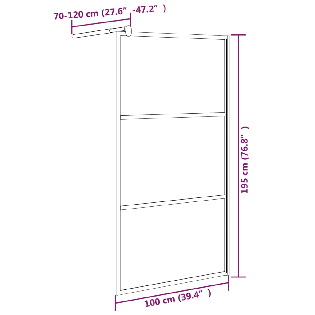 Parete Doccia Walk in 100x195 cm Vetro ESG Design Pietre Nero - homemem39