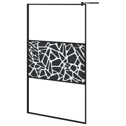 Parete Doccia Walk in 115x195 cm Vetro ESG e Design Pietre Nero - homemem39