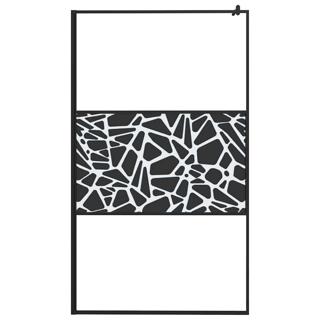 Parete Doccia Walk in 115x195 cm Vetro ESG e Design Pietre Nero | homemem39