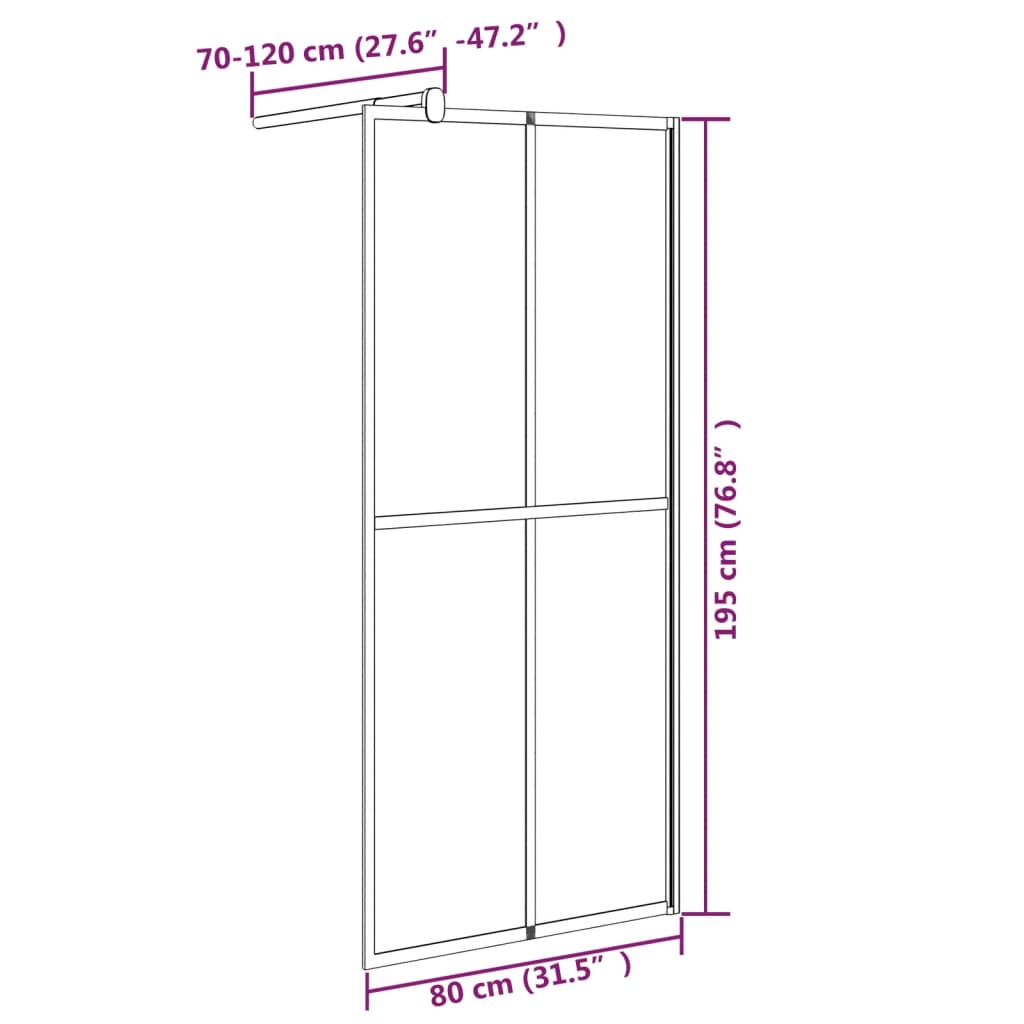 Cabina Doccia 80x195 cm con Vetro Temperato Scuro