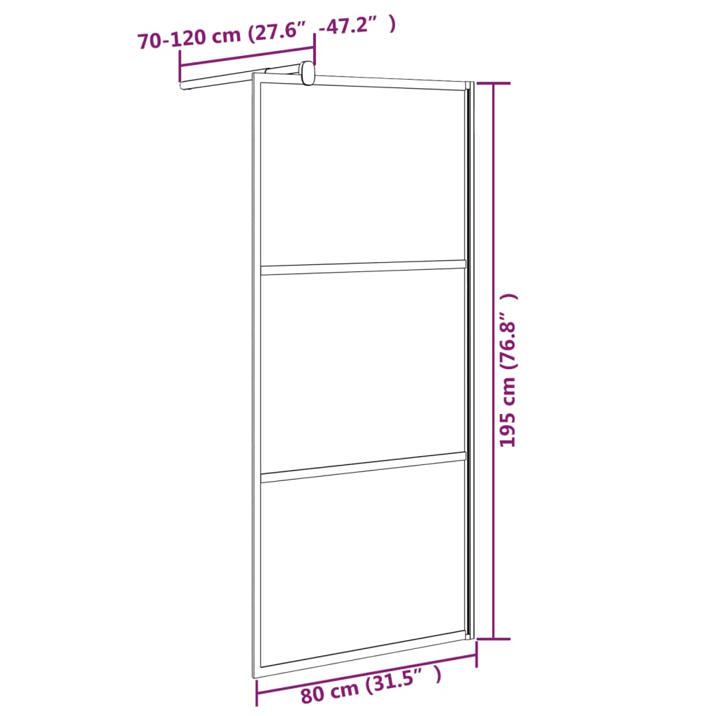 Parete Doccia Walk in 80x195 cm in Vetro Scuro ESG Nero | homemem39