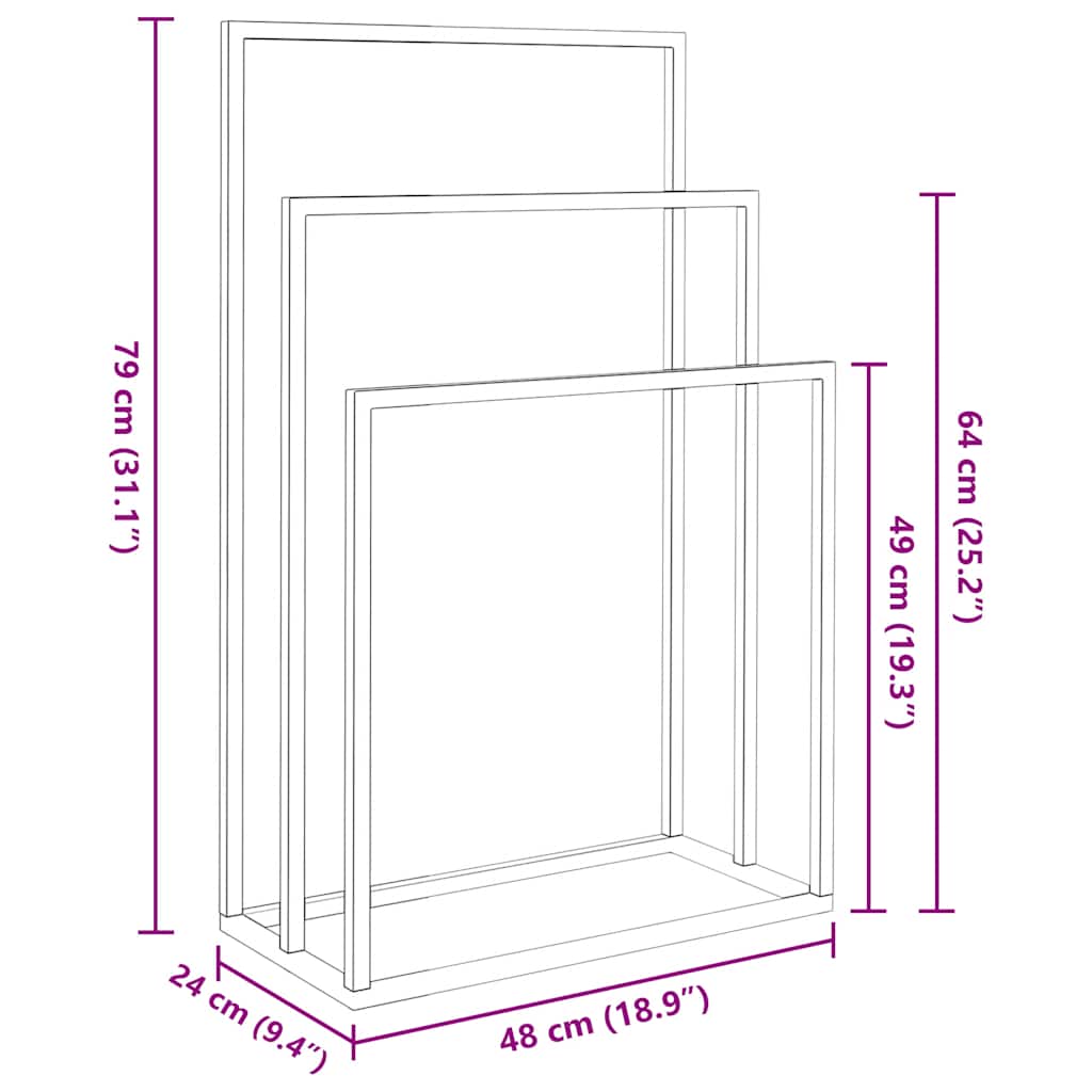 Portasciugamani da Pavimento Nero 48x24x79cm in Ferro