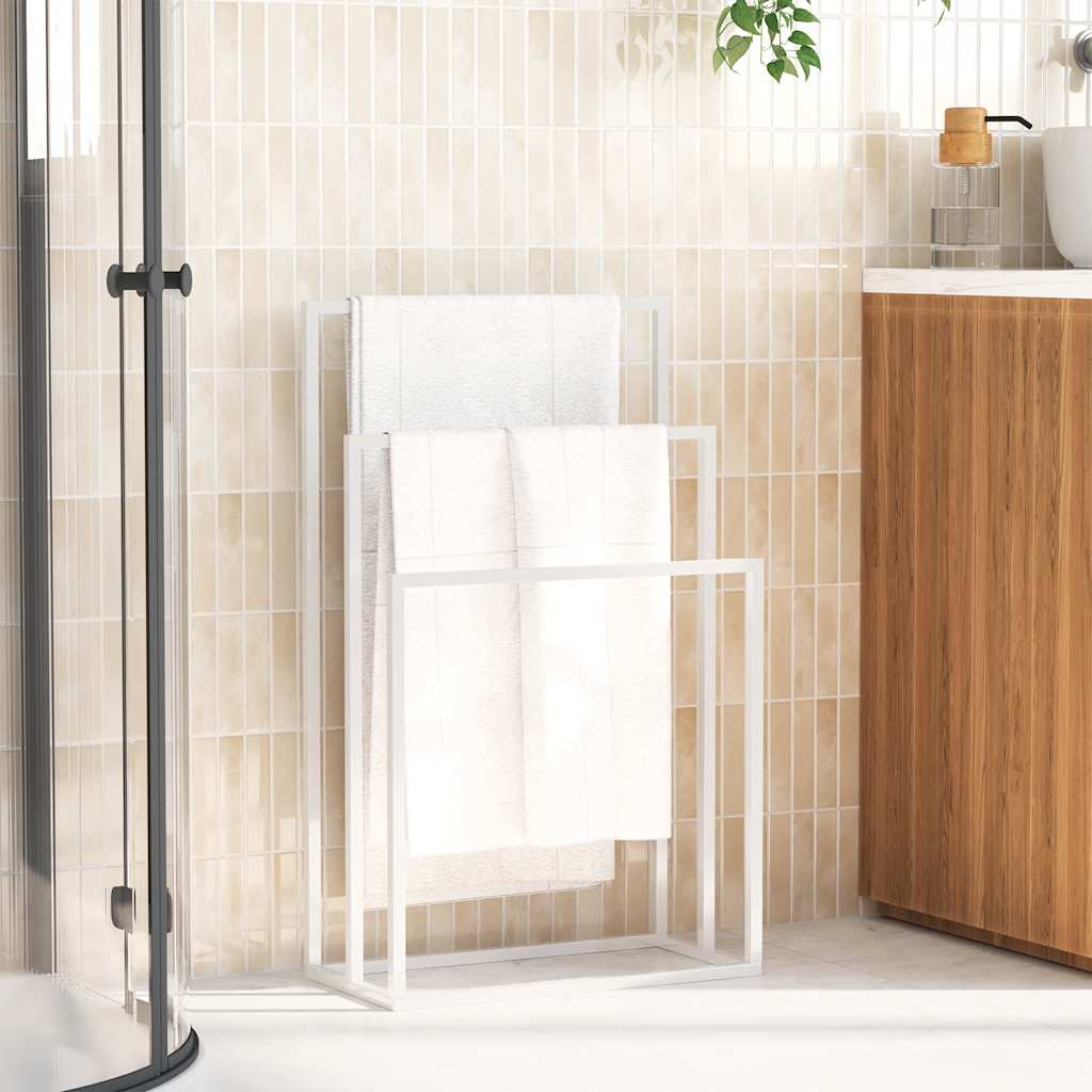 Portasciugamani da Pavimento Bianco 48x24x79cm in Ferro | homemem39