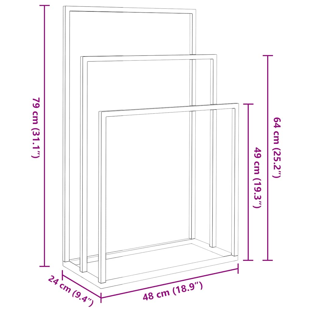 Portasciugamani da Pavimento Oro 48x24x79cm in Ferro