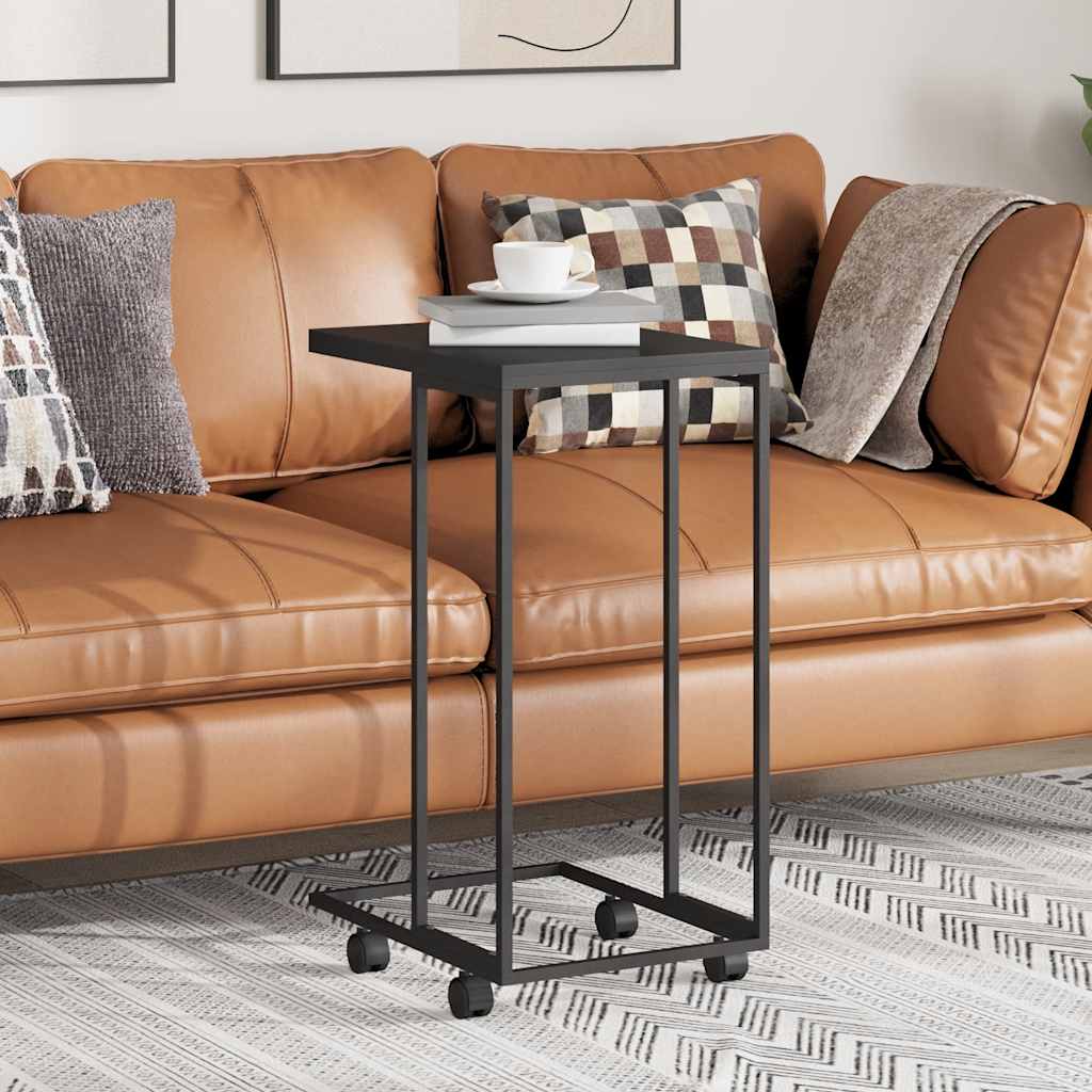 Tavolino con Ruote Nero 40x30x63,5cm in Legno Ingegnerizzato | homemem39