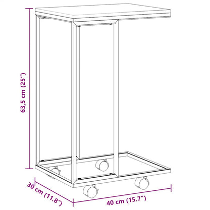 Tavolino con Ruote Bianco 40x30x63,5cm in Legno Multistrato