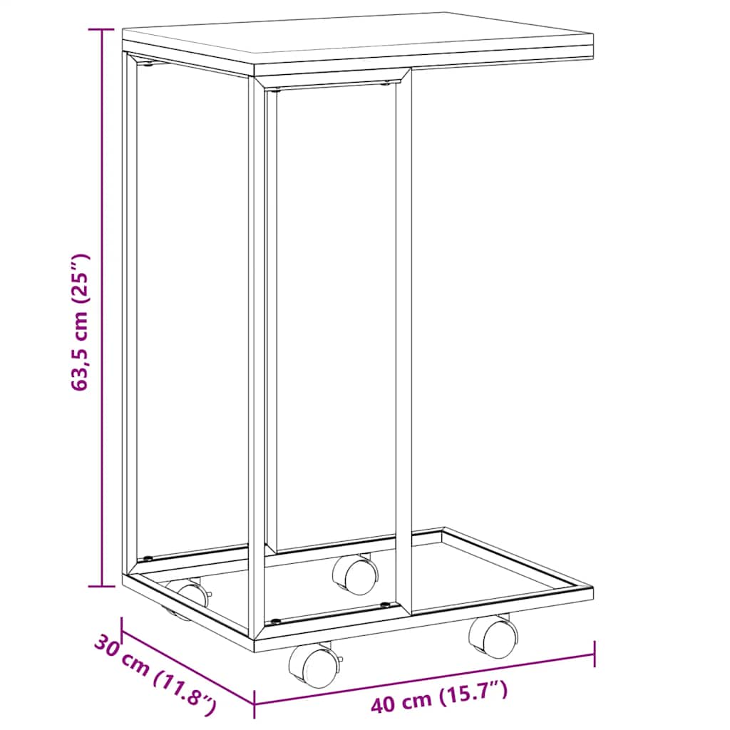 Tavolino con Ruote Bianco 40x30x63,5cm in Legno Multistrato | homemem39
