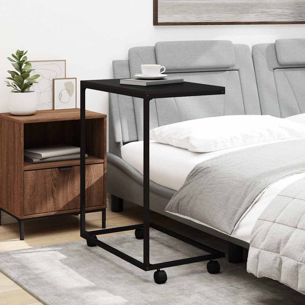 Tavolino con Ruote Nero 55x35x70 cm in Legno Multistrato | homemem39
