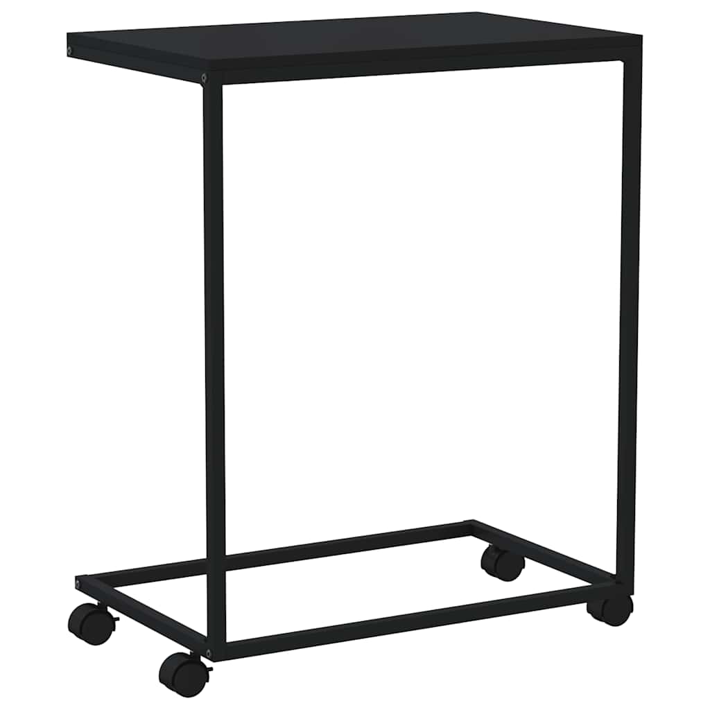 Tavolino con Ruote Nero 55x35x70 cm in Legno Multistrato | homemem39