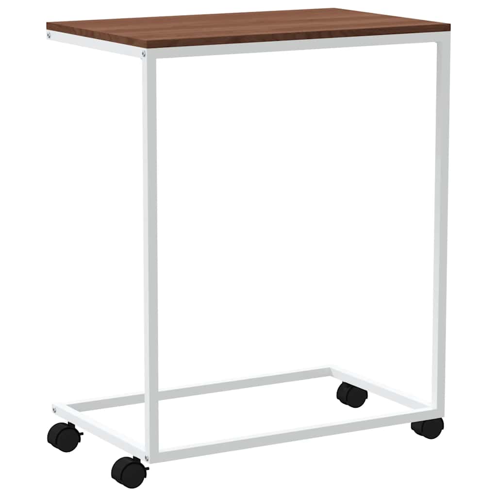 Tavolino con Ruote Bianco 55x35x70 cm in Legno Multistrato | homemem39