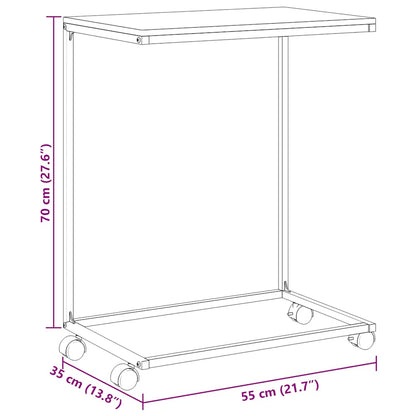 Tavolino con Ruote Bianco 55x35x70 cm in Legno Multistrato | homemem39