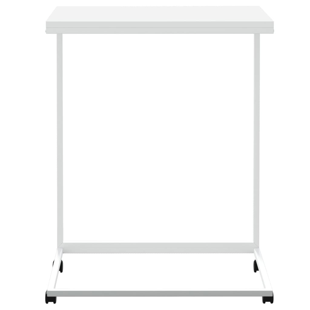 Tavolino con Ruote Bianco 55x35x70 cm in Legno Multistrato