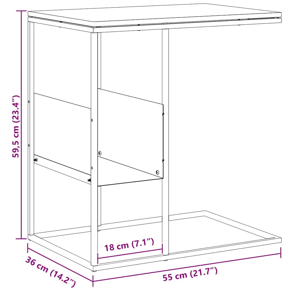 Tavolino Bianco 55x36x59,5 cm Legno Multistrato | homemem39