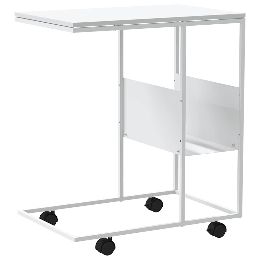 Tavolino con Ruote Bianco 55x36x63,5cm in Legno Multistrato | homemem39