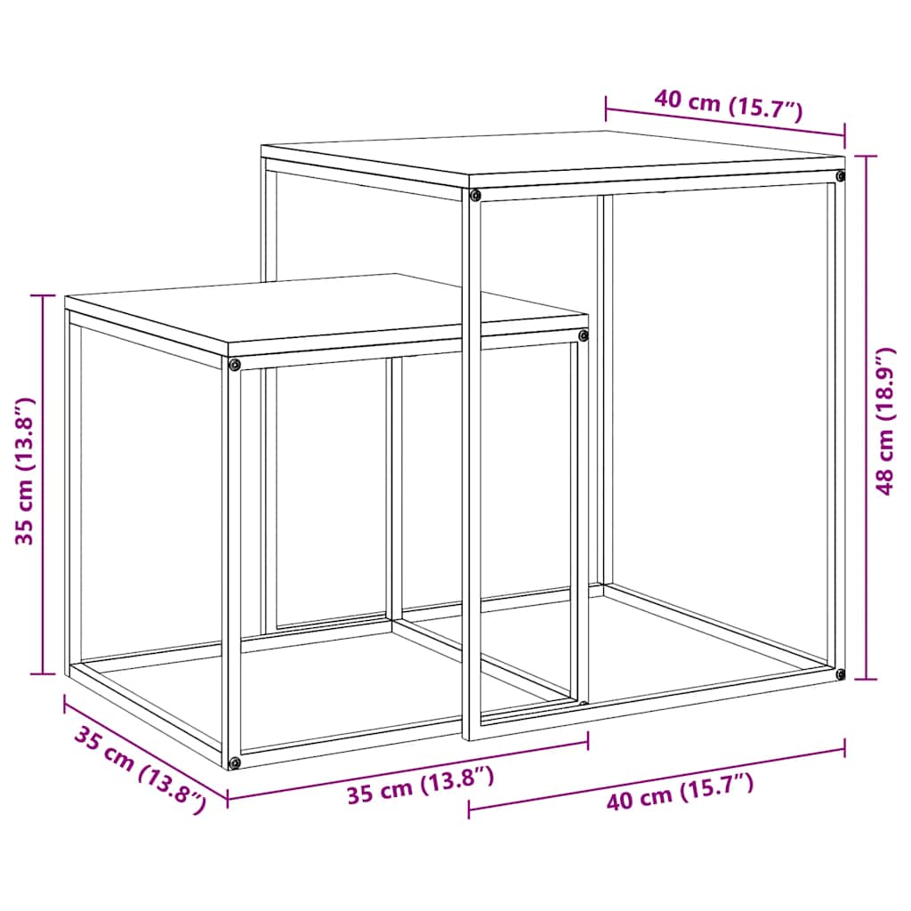 Set di Tavolini 2 pz in Legno Multistrato e Metallo | homemem39
