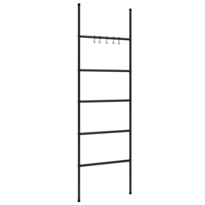 Scala Porta Asciugamani con 5 Livelli Nera 58x175 cm in Ferro - homemem39