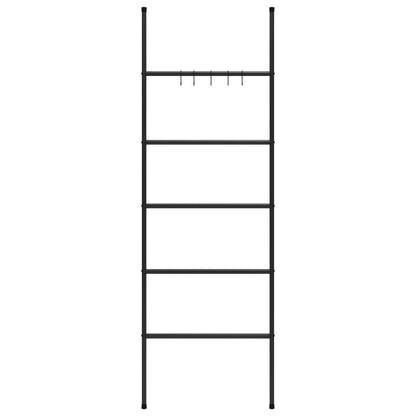 Scala Porta Asciugamani con 5 Livelli Nera 58x175 cm in Ferro - homemem39