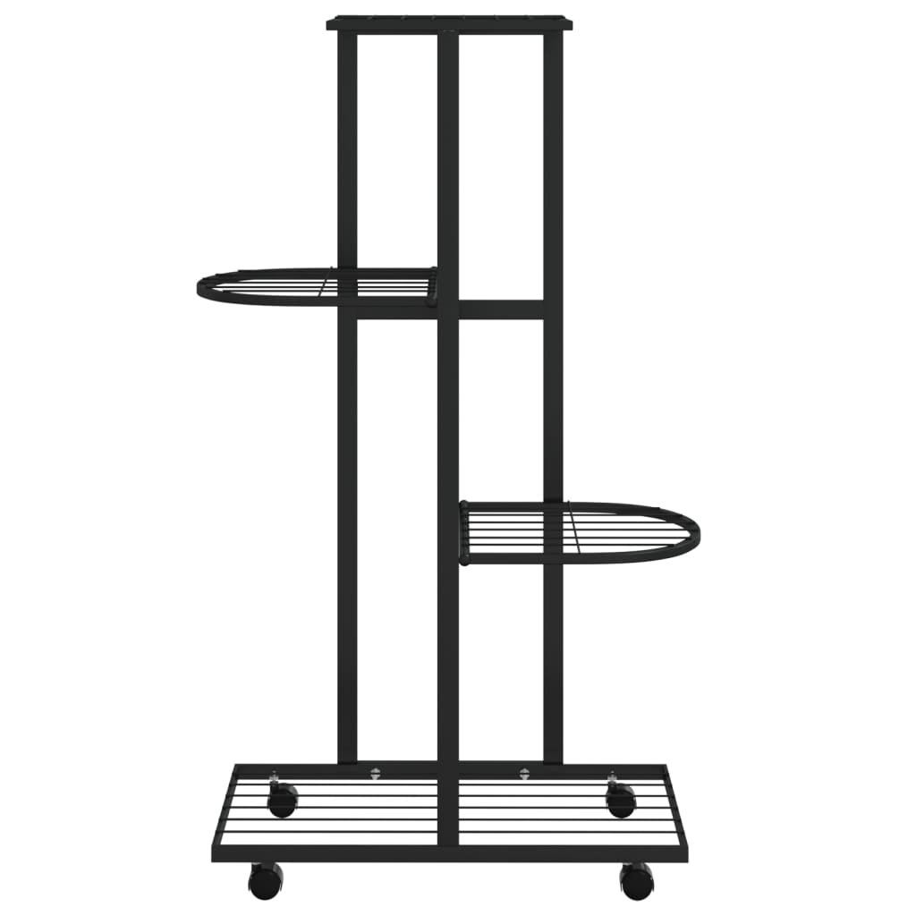 Fioriera a 4 Piani con Ruote 44x23x80 cm Ferro Nero - homemem39