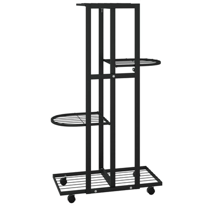 Fioriera a 4 Piani con Ruote 44x23x80 cm Ferro Nero - homemem39