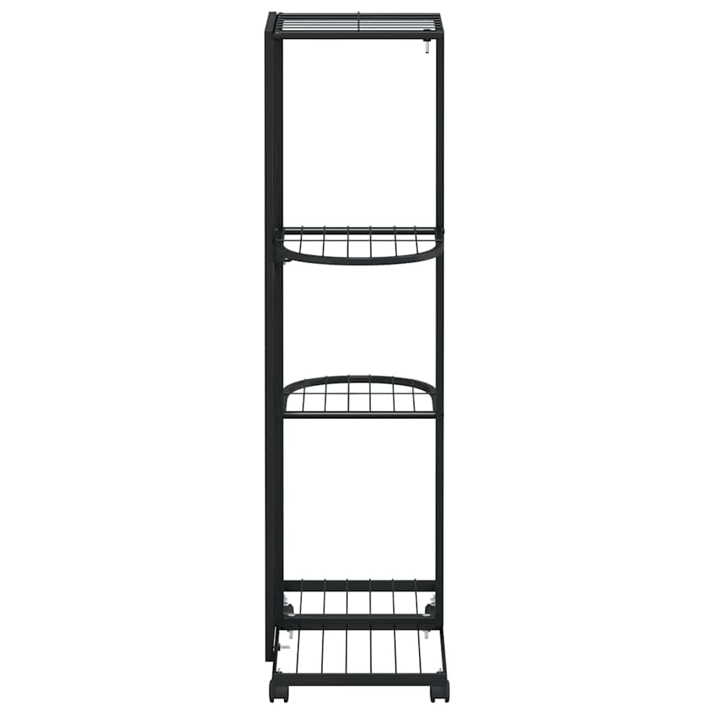 Fioriera a 4 Piani con Ruote 44x23x80 cm Ferro Nero