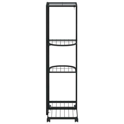 Fioriera a 4 Piani con Ruote 44x23x80 cm Ferro Nero