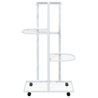 Fioriera a 4 Piani con Ruote 44x23x80 cm Ferro Bianco - homemem39