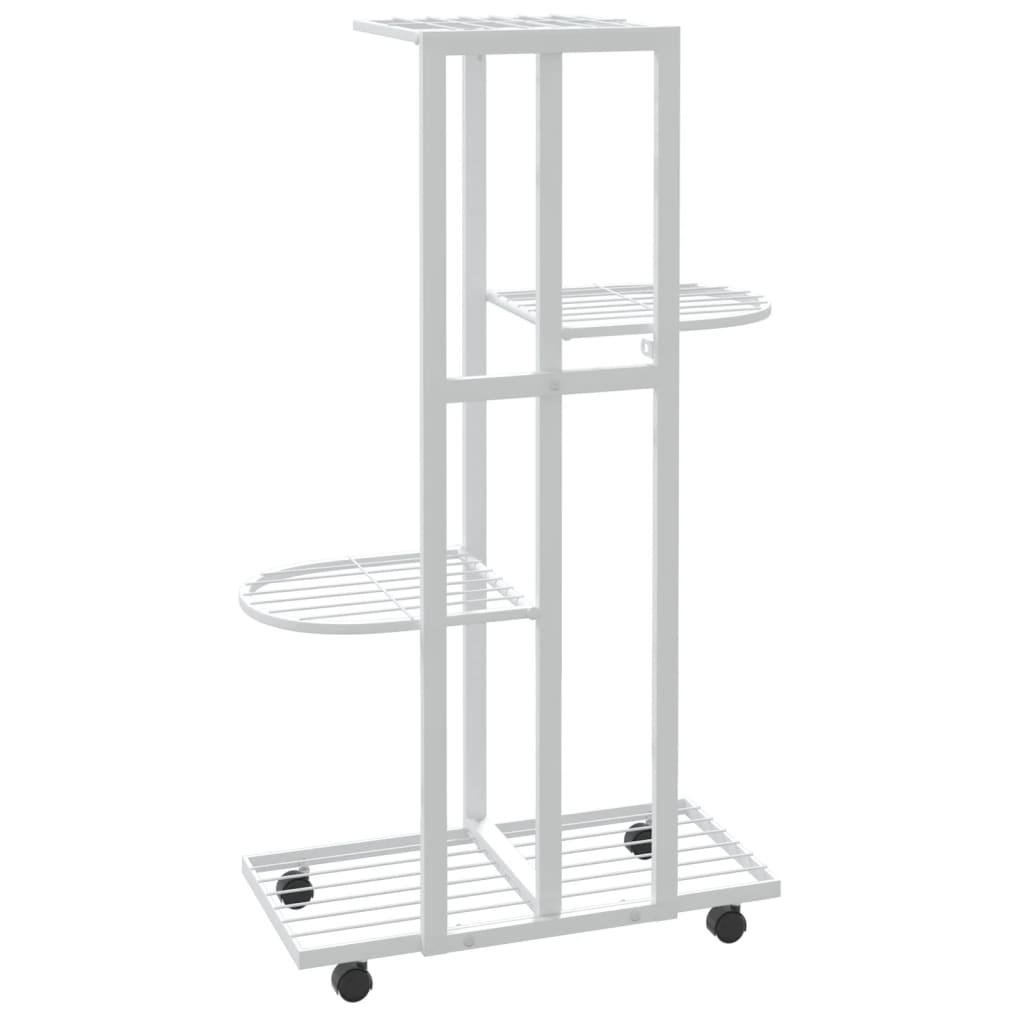 Fioriera a 4 Piani con Ruote 44x23x80 cm Ferro Bianco - homemem39