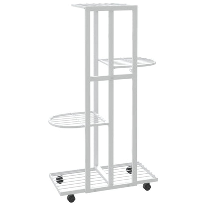 Fioriera a 4 Piani con Ruote 44x23x80 cm Ferro Bianco - homemem39