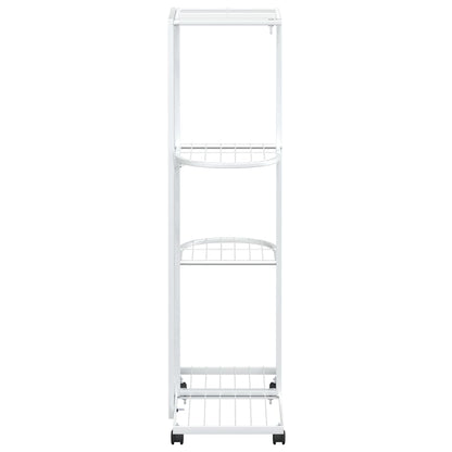 Fioriera a 4 Piani con Ruote 44x23x80 cm Ferro Bianco