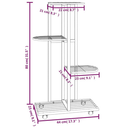 Fioriera a 4 Piani con Ruote 44x23x80 cm Ferro Bianco - homemem39