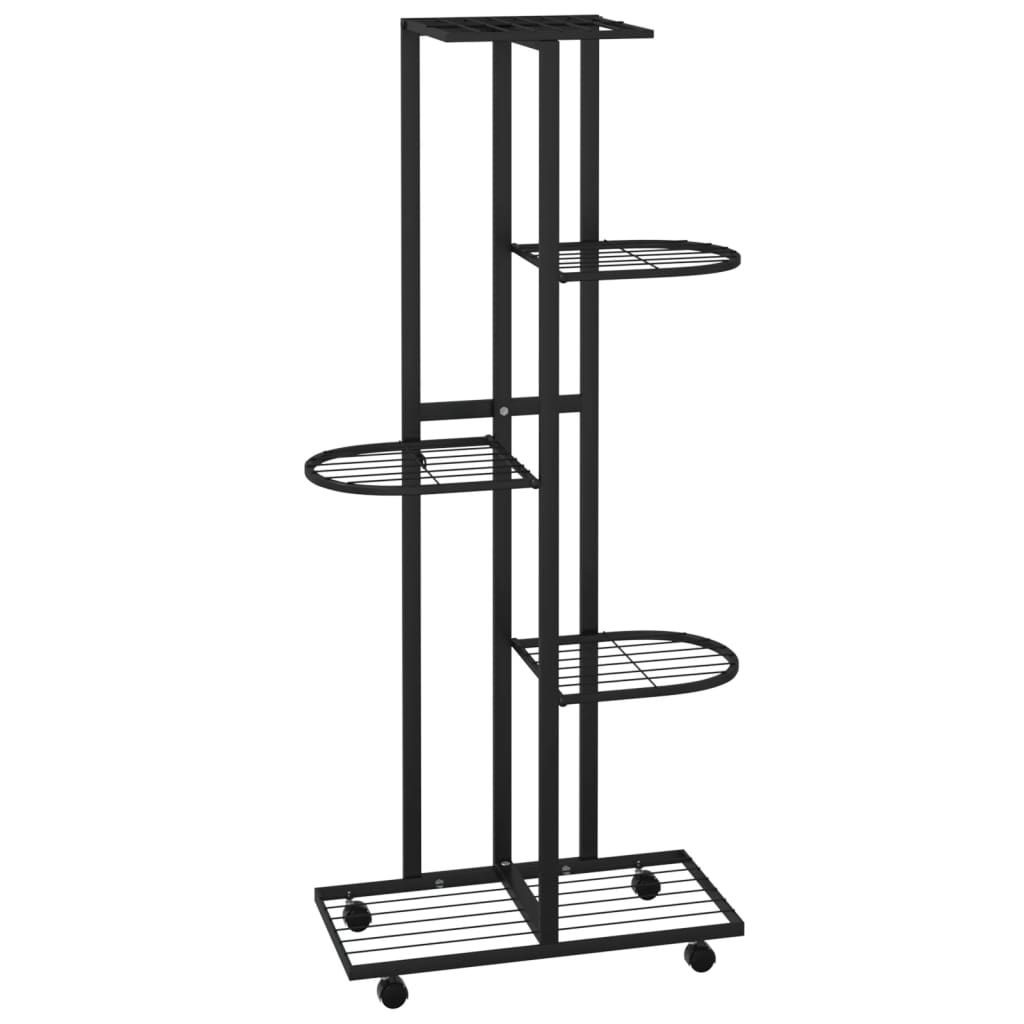 Fioriera a 5 Piani con Ruote 44x23x100 cm Ferro Nero - homemem39