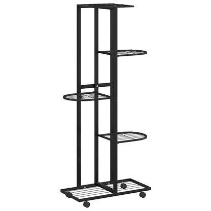 Fioriera a 5 Piani con Ruote 44x23x100 cm Ferro Nero