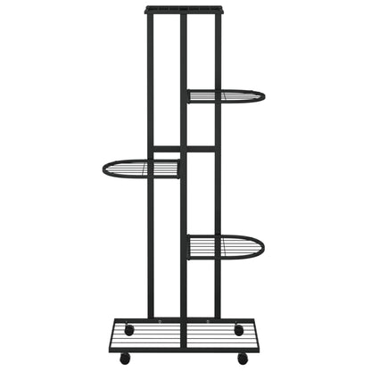 Fioriera a 5 Piani con Ruote 44x23x100 cm Ferro Nero - homemem39