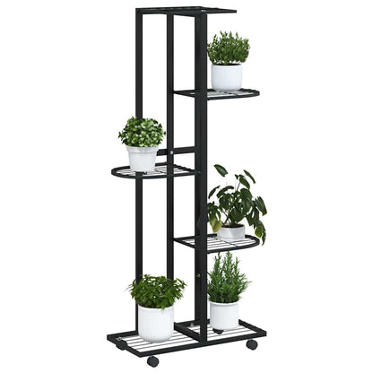 Fioriera a 5 Piani con Ruote 44x23x100 cm Ferro Nero