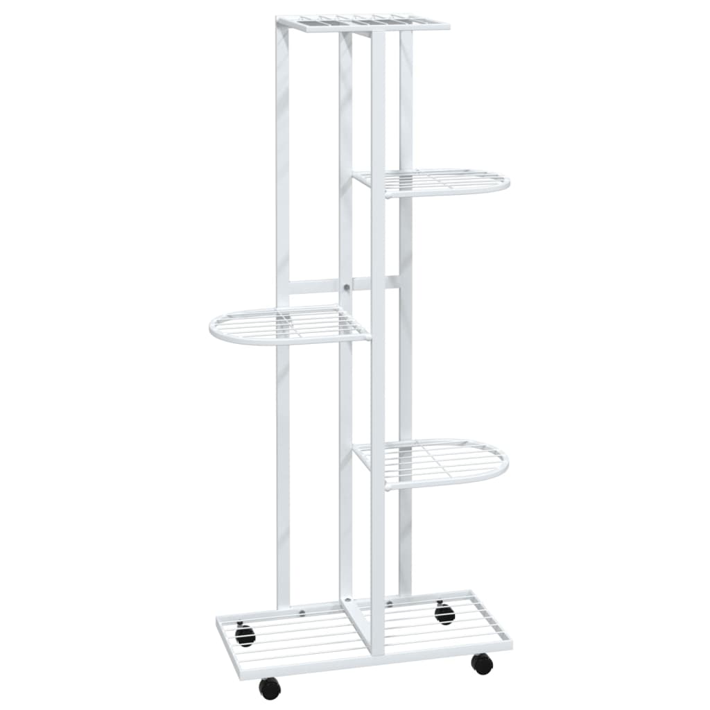 Fioriera a 5 Piani con Ruote 44x23x100 cm Ferro Bianco - homemem39