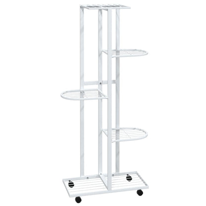 Fioriera a 5 Piani con Ruote 44x23x100 cm Ferro Bianco - homemem39