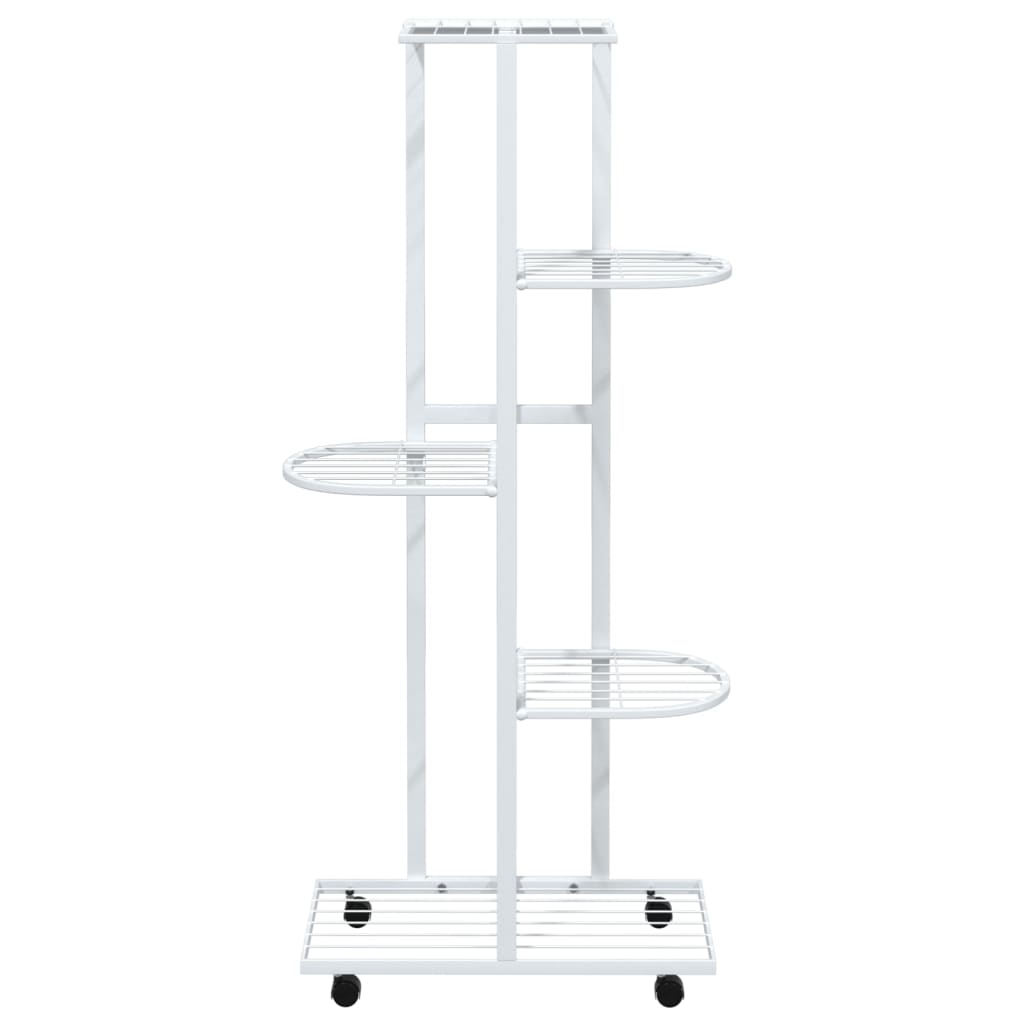 Fioriera a 5 Piani con Ruote 44x23x100 cm Ferro Bianco - homemem39