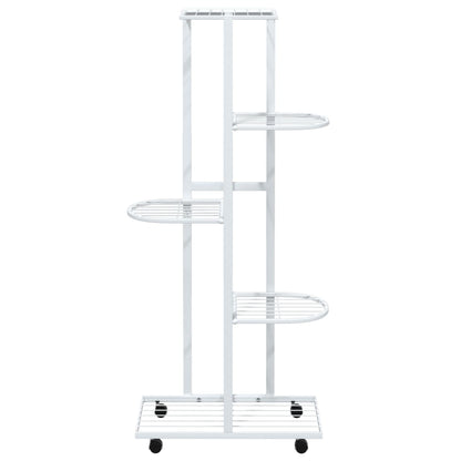 Fioriera a 5 Piani con Ruote 44x23x100 cm Ferro Bianco - homemem39