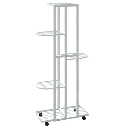 Fioriera a 5 Piani con Ruote 44x23x100 cm Ferro Bianco - homemem39