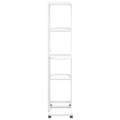 Fioriera a 5 Piani con Ruote 44x23x100 cm Ferro Bianco