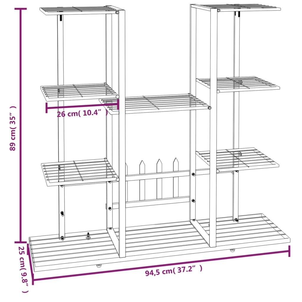 Portafiori 94,5x25x89 cm Ferro Bianco - homemem39